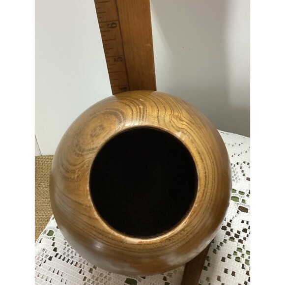 Vintage Mid Century Modern Atomic Wood Orb Sphere Serving Bowl 6 Bowls & Spoon - Picture 11 of 11